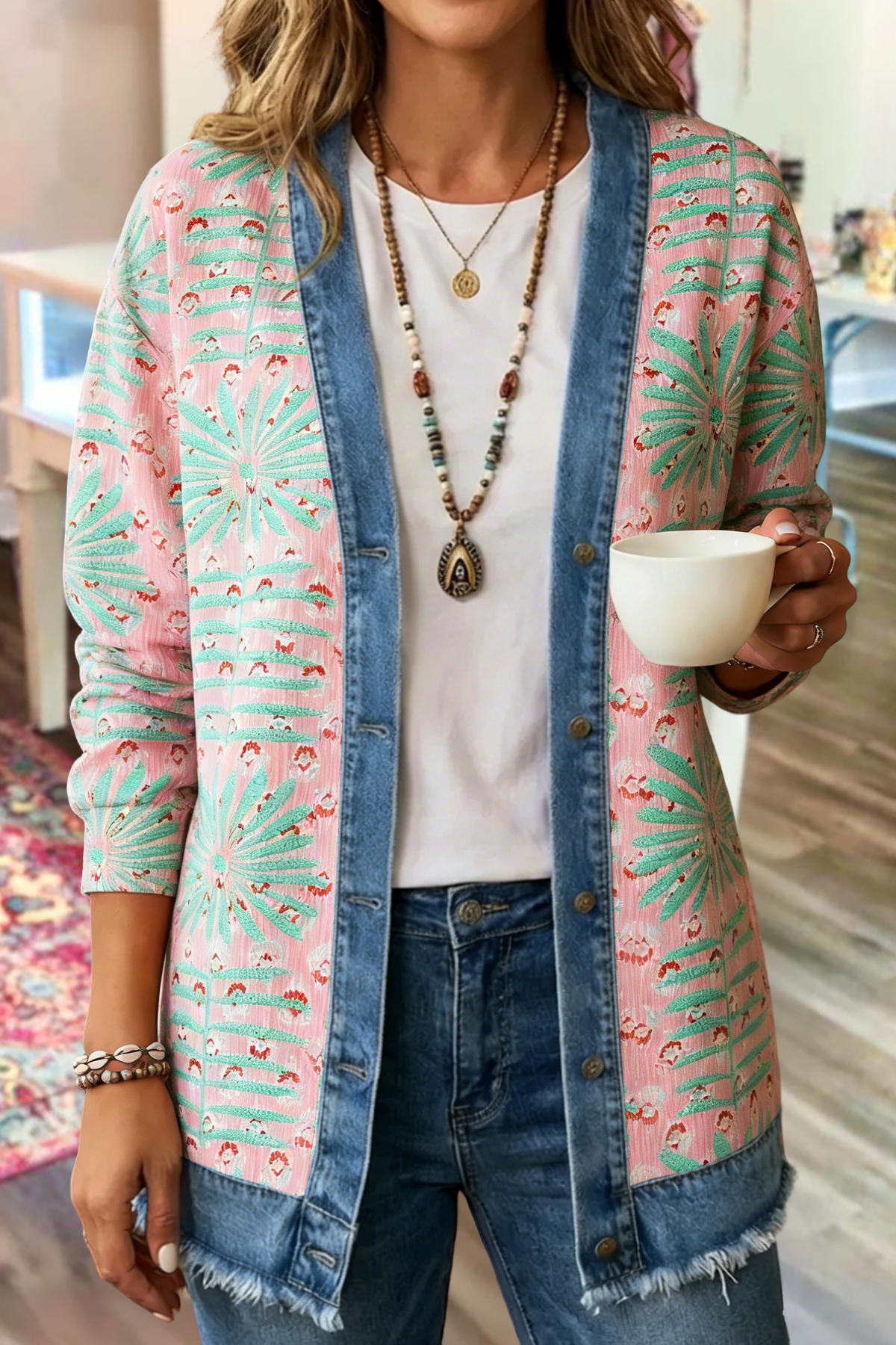 Fresh Floral Patchwork Print Jackets