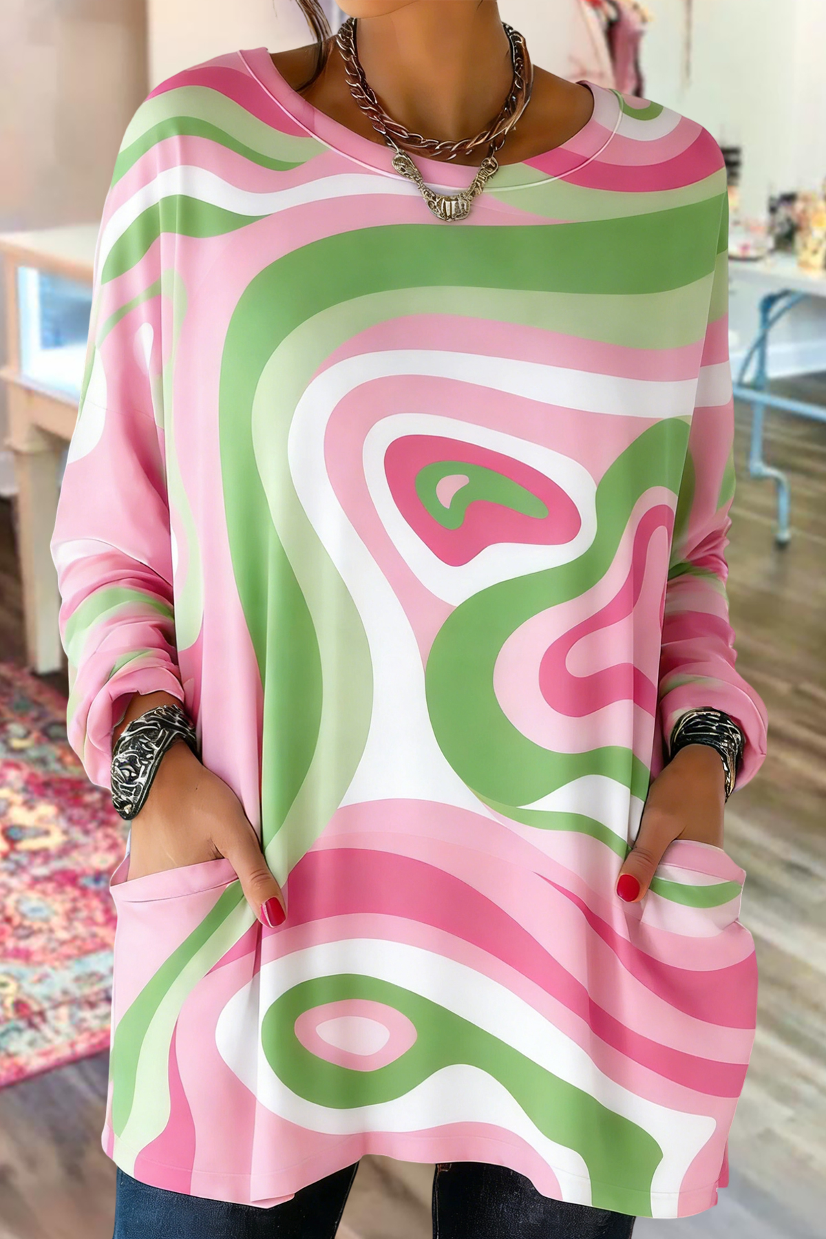 Fresh Abstract Print Cotton T-shirt