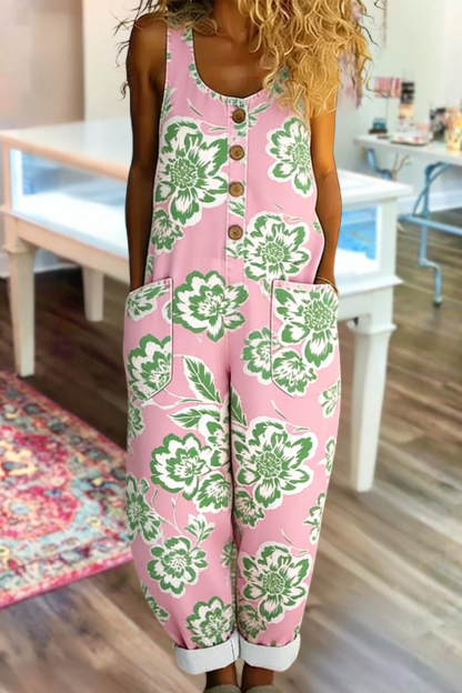 Fresh Sleeveless Washed Cotton Overalls