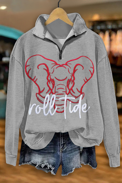 Game Day Elephant Zip-Up Sweatshirt