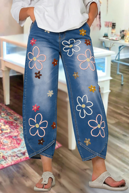 Classic Floral Loose Cropped Pants