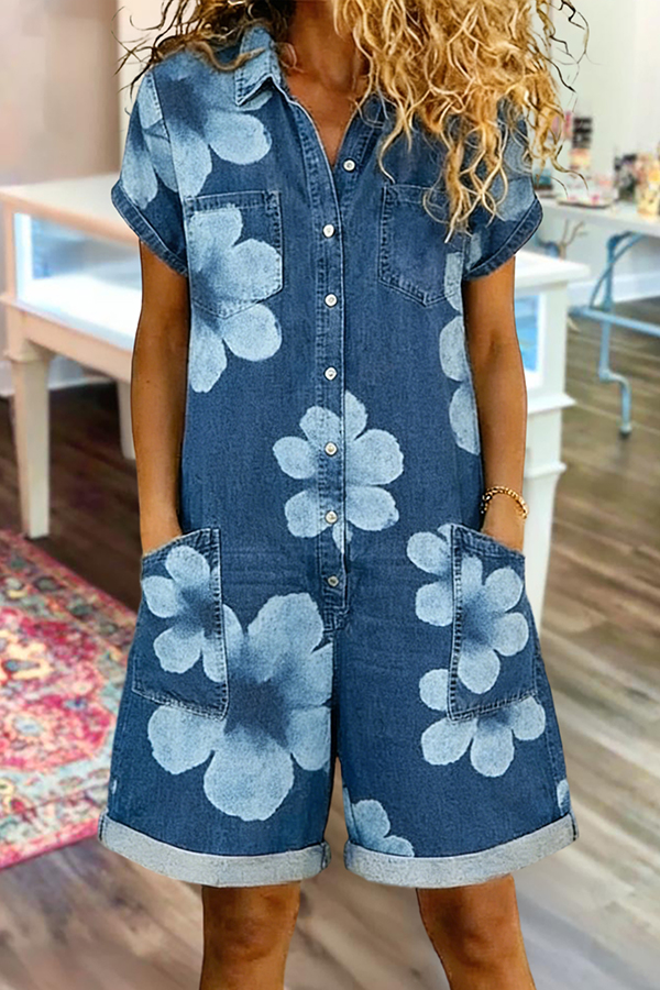 Classic Floral Pocket Romper