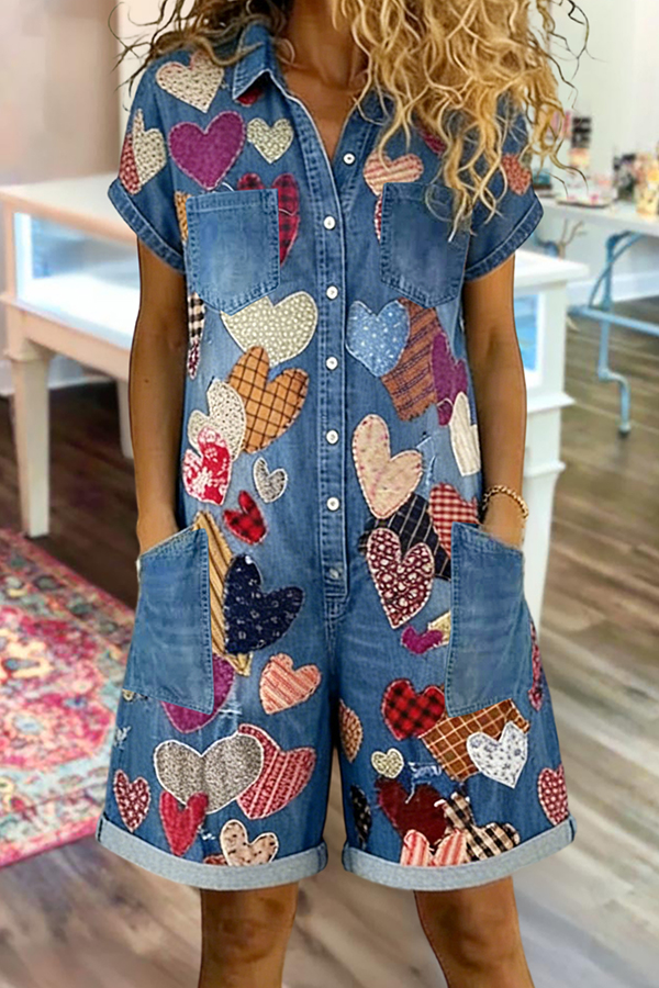 Classic Heart Pocket Romper