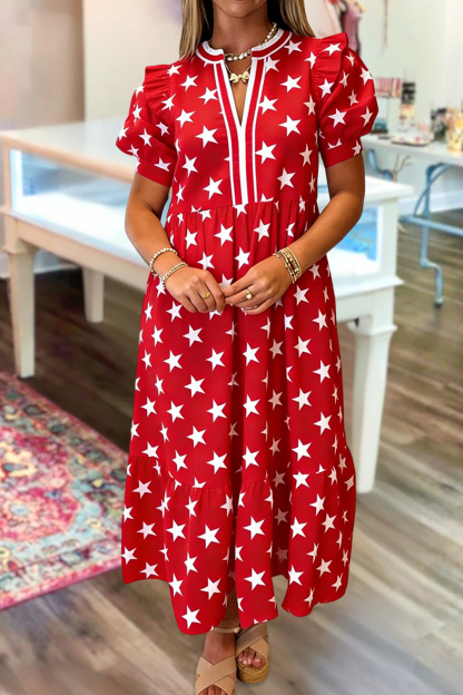 Star V-Neck Maxi Dress