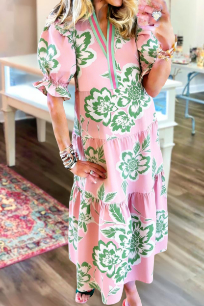 Sweet Floral V-Neck Maxi Dress