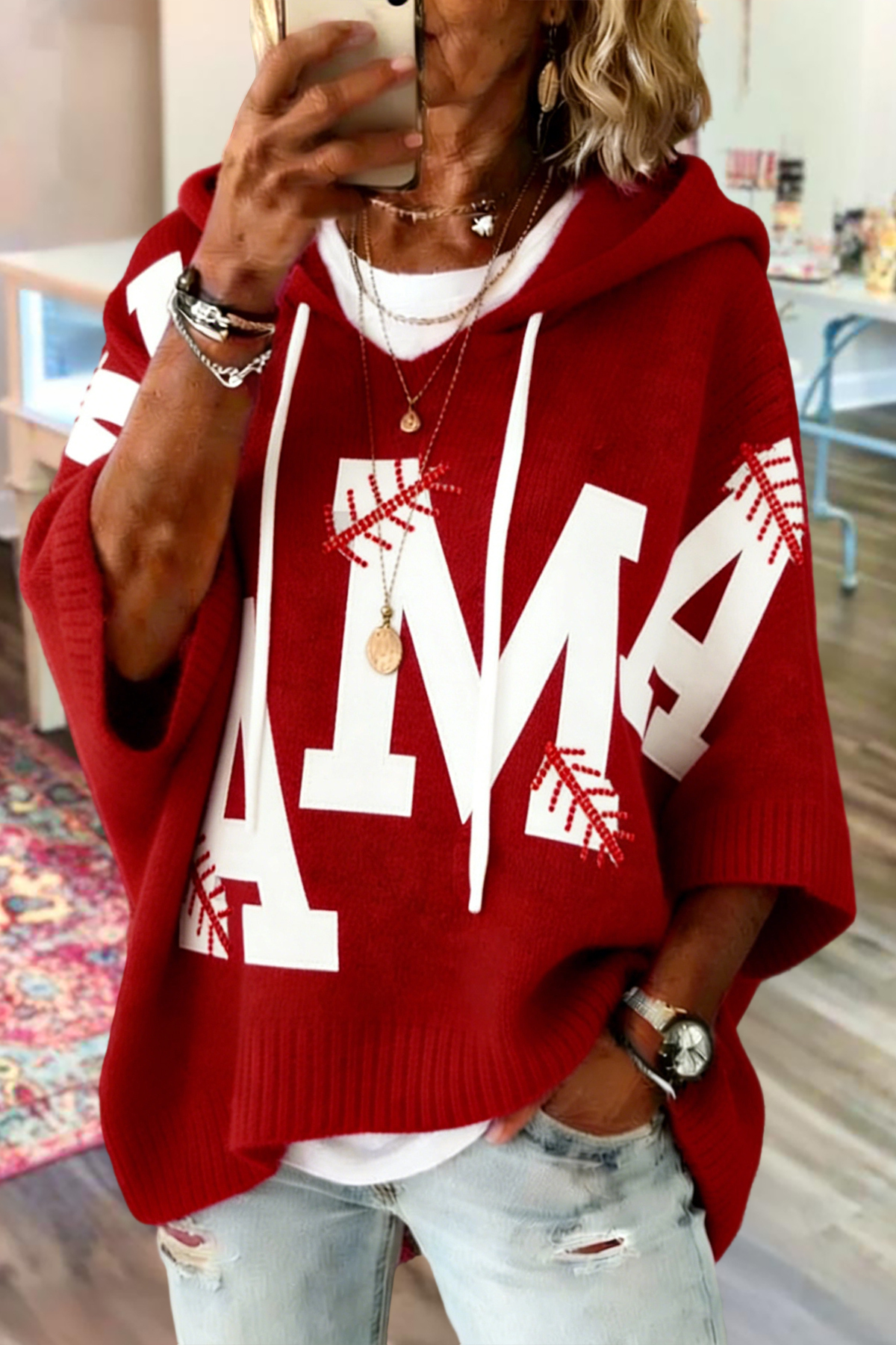 Baseball Game Day MAMA Hooded Sweater