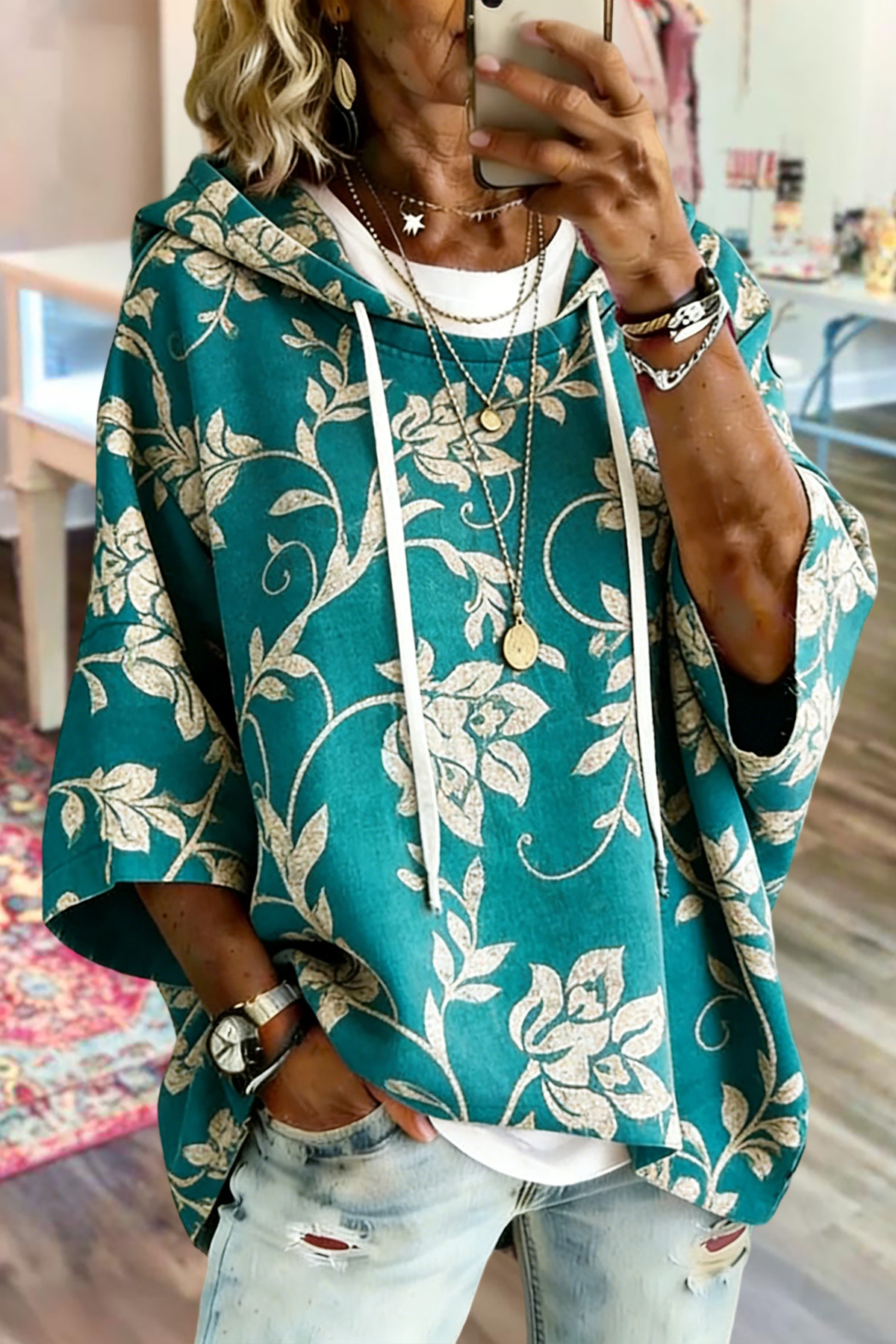 Classic Plaid Floral Hoodie