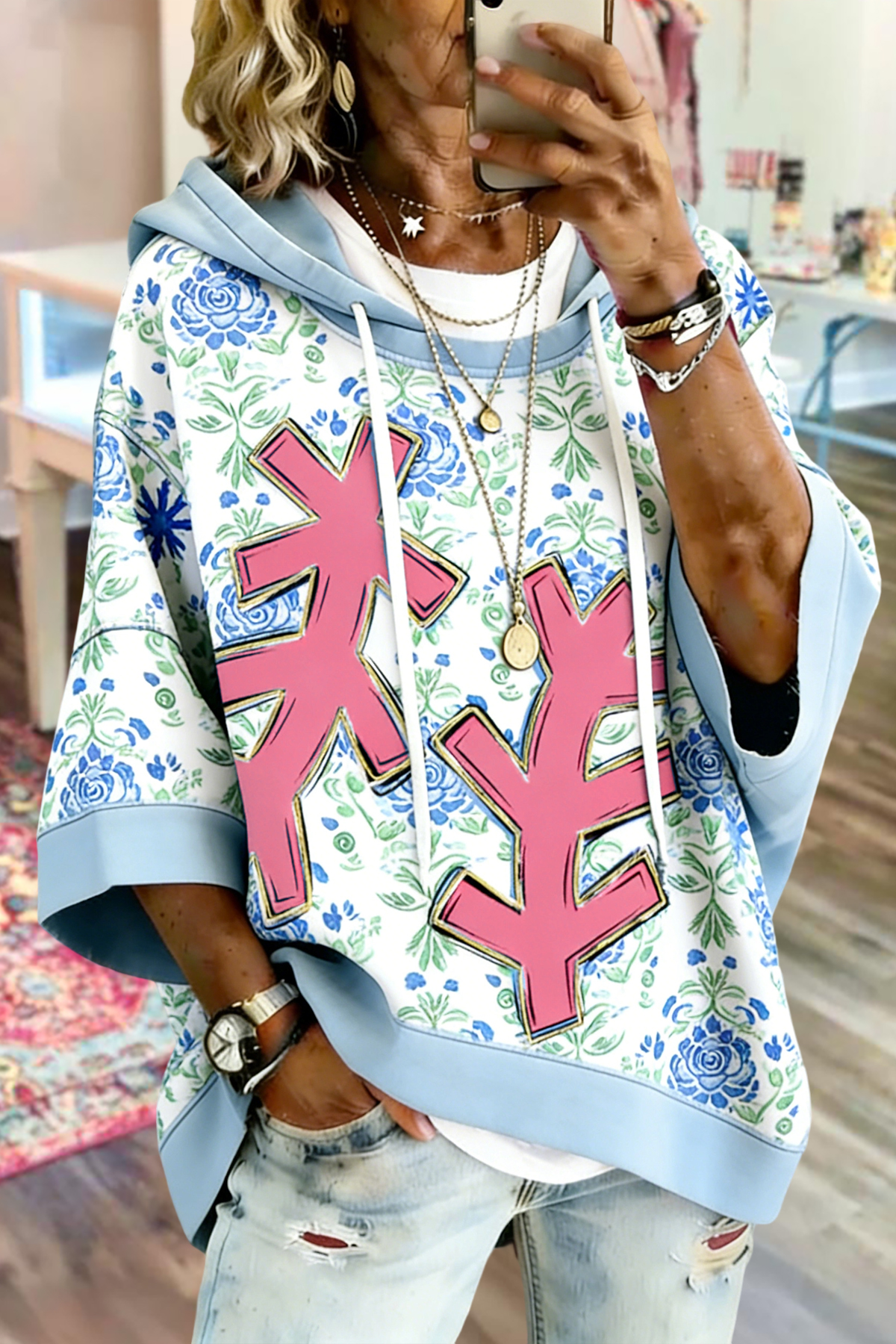 Fresh Floral Baseball Game Day Hoodie