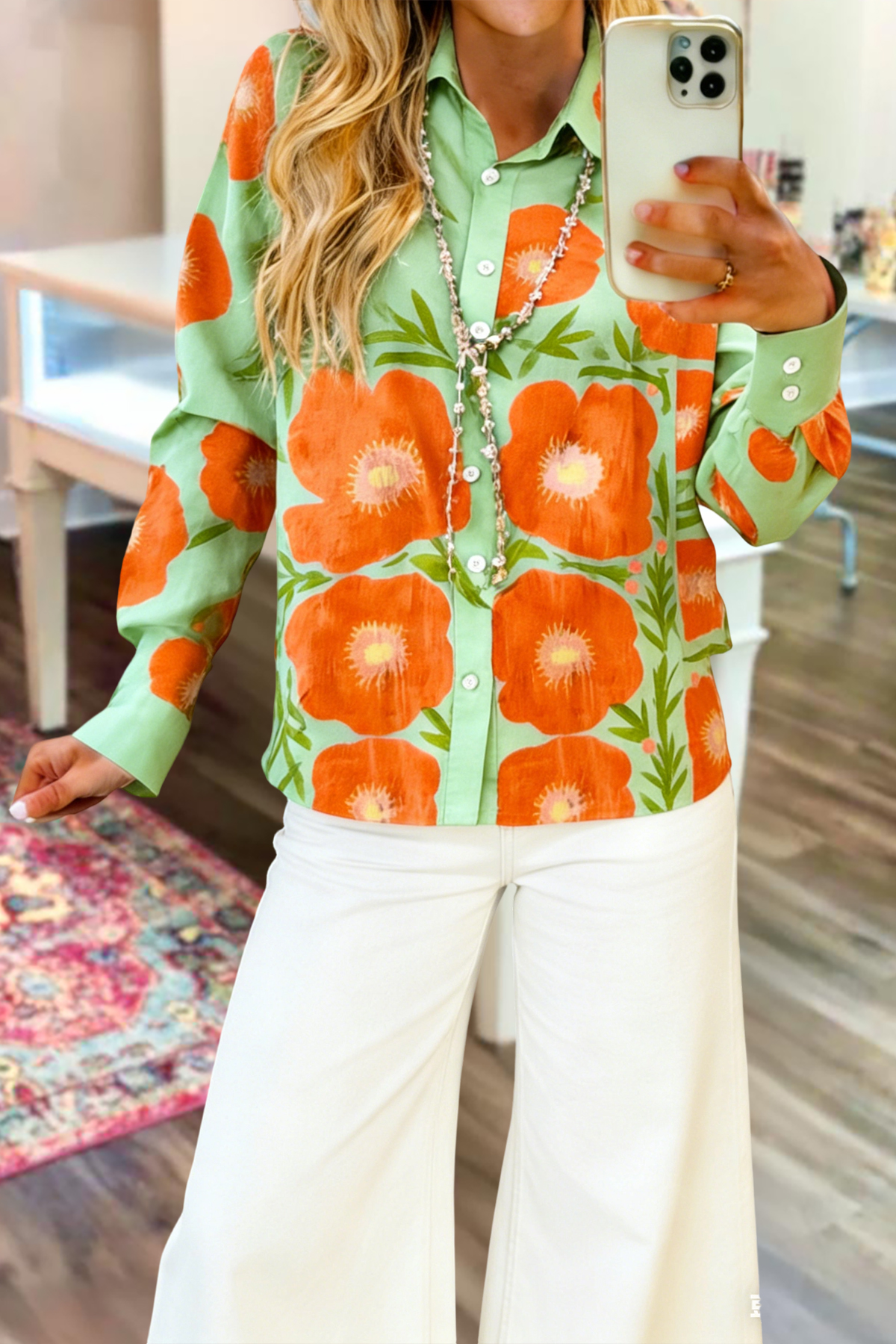 Cute Floral Long Sleeve Blouse