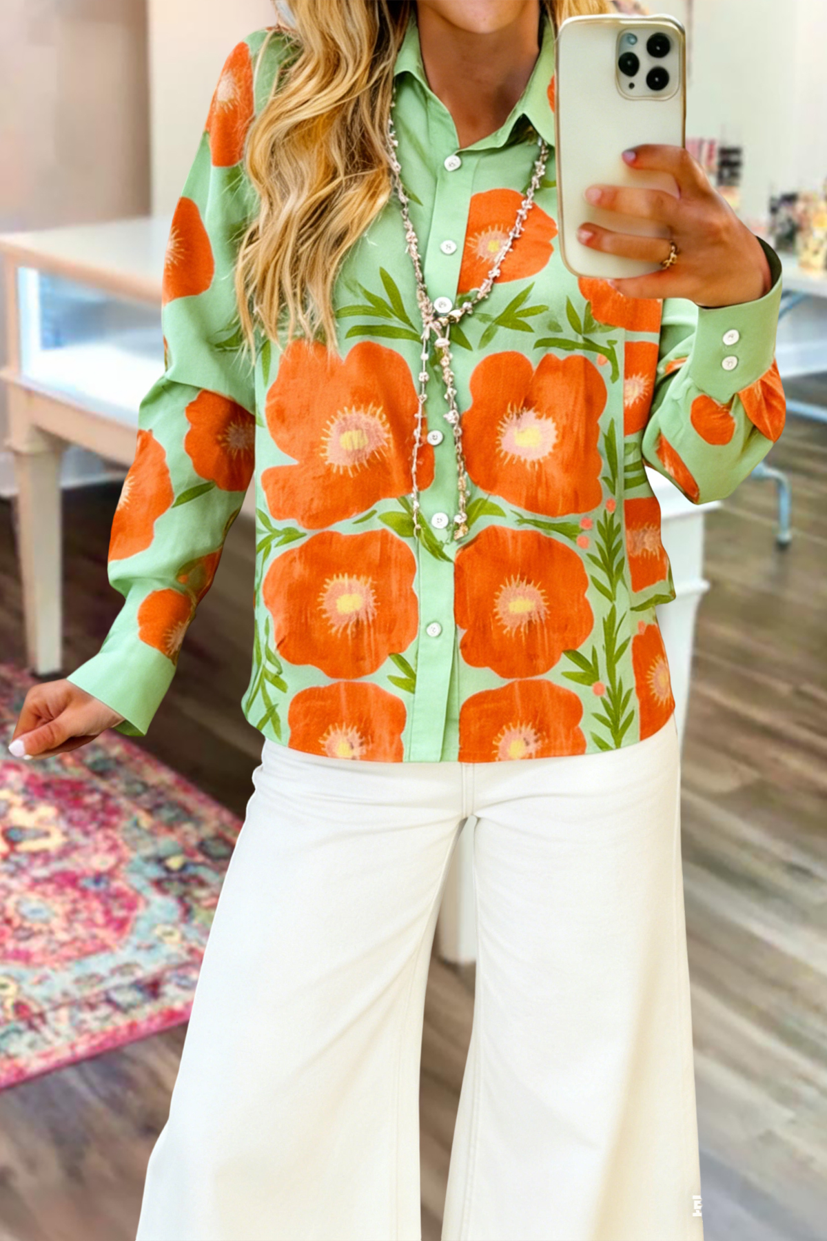 Cute Floral Long Sleeve Blouse