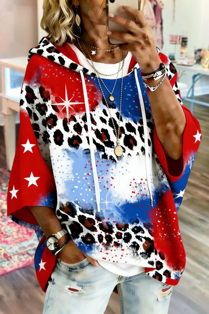 USA Leopard Star Print Hoodie