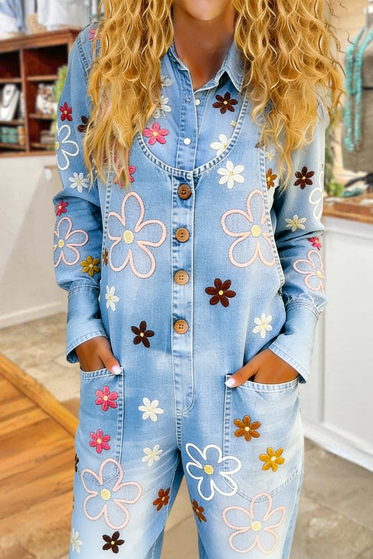 Classic Floral Print Long Sleeve Shirt