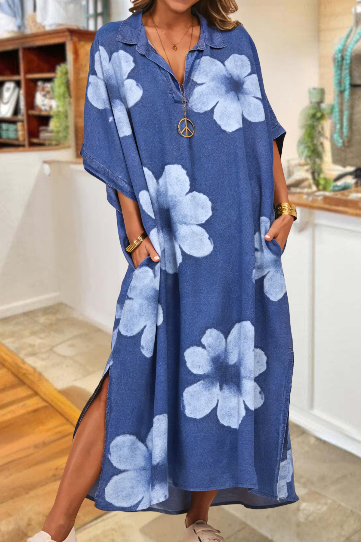 Casual Floral Slit Maxi Dress