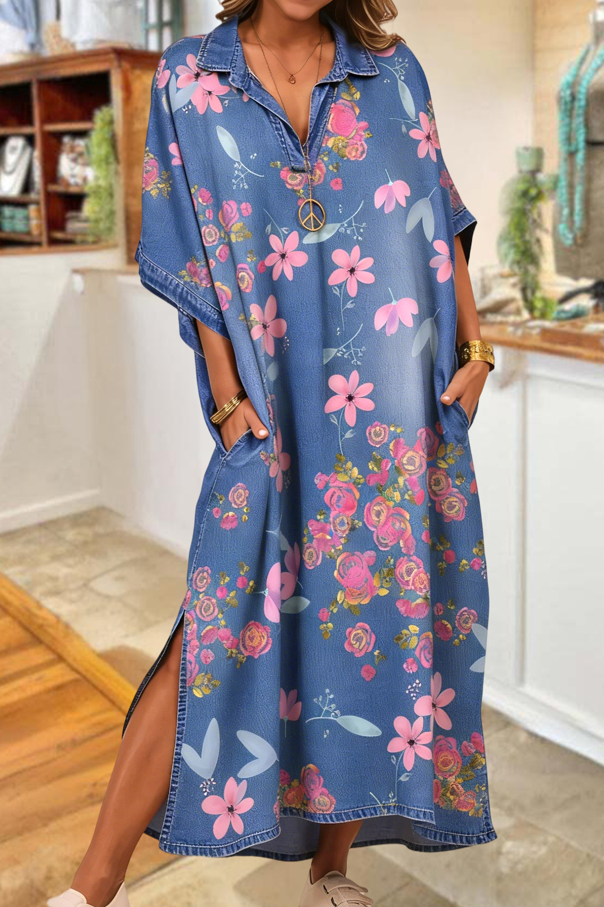 Casual Floral Slit Maxi Dress