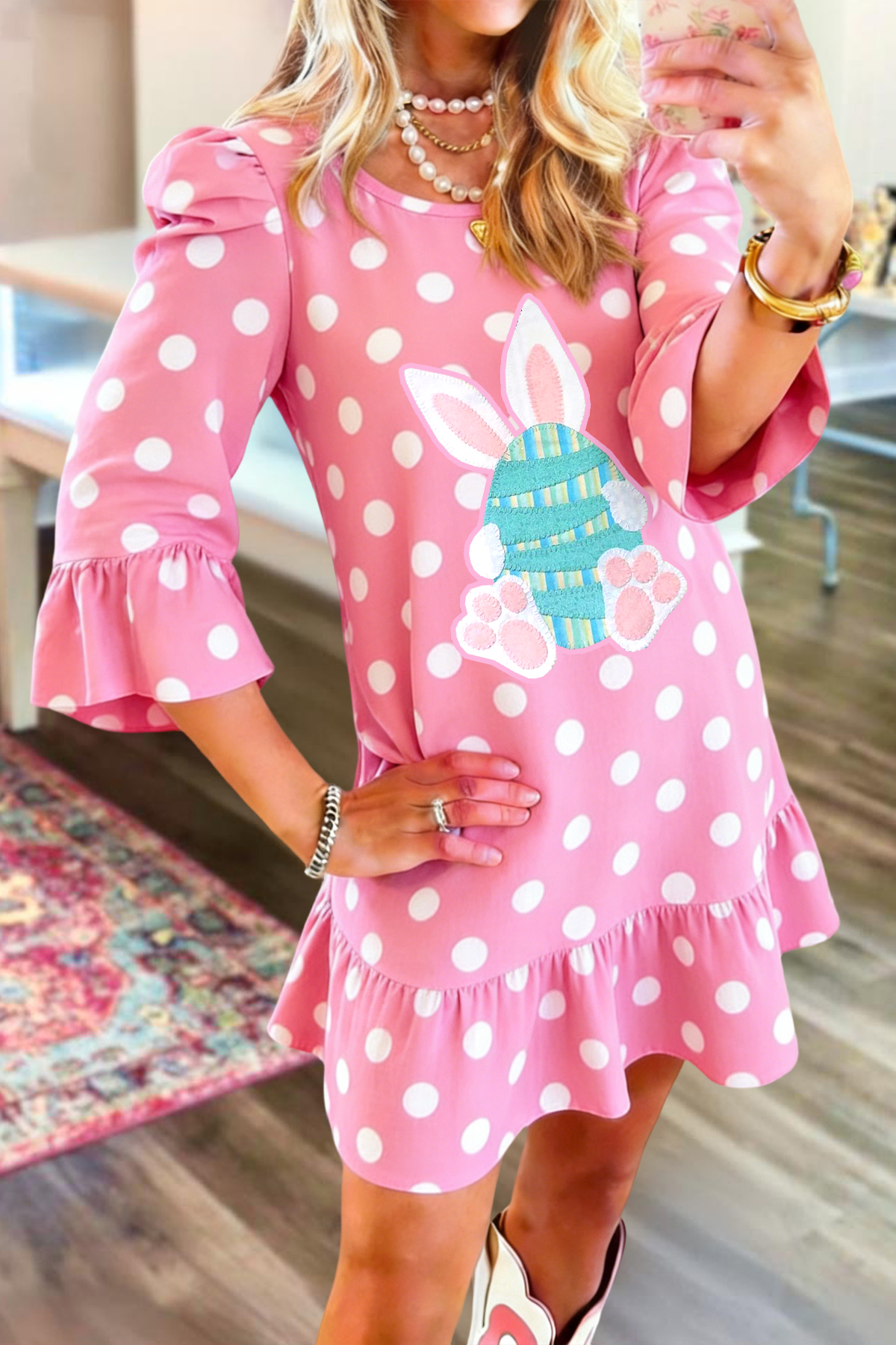 Easter Polka Dot Print Dress