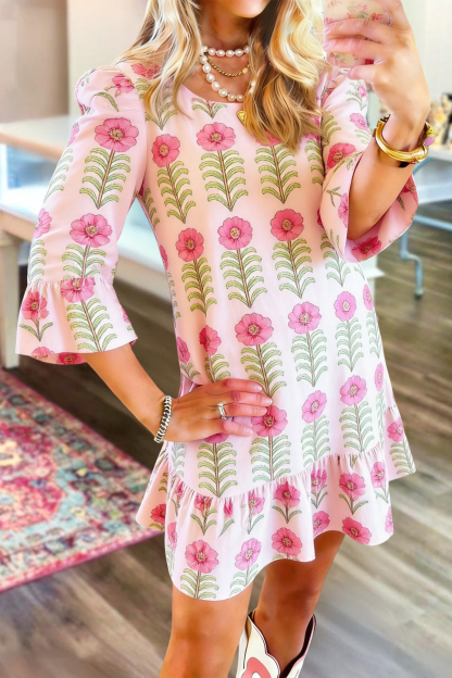 Sweet Floral Print Dress