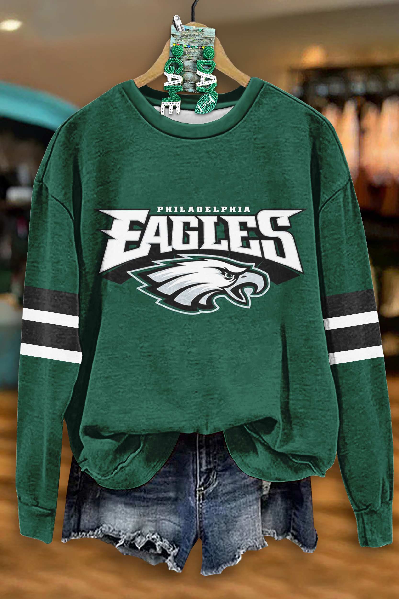 Casual Philadelphia Eagles Print Top