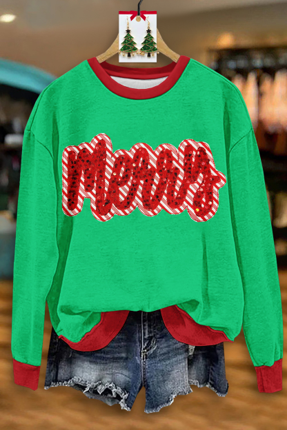 Merry Christmas Print Sweatshirt
