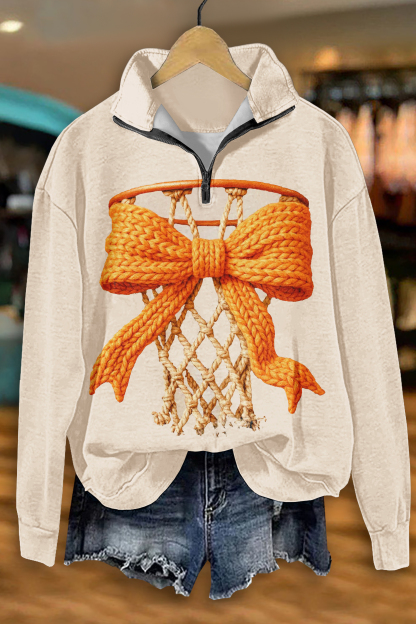 Classic Basketball Game Day Zip-Up Sweatshirt