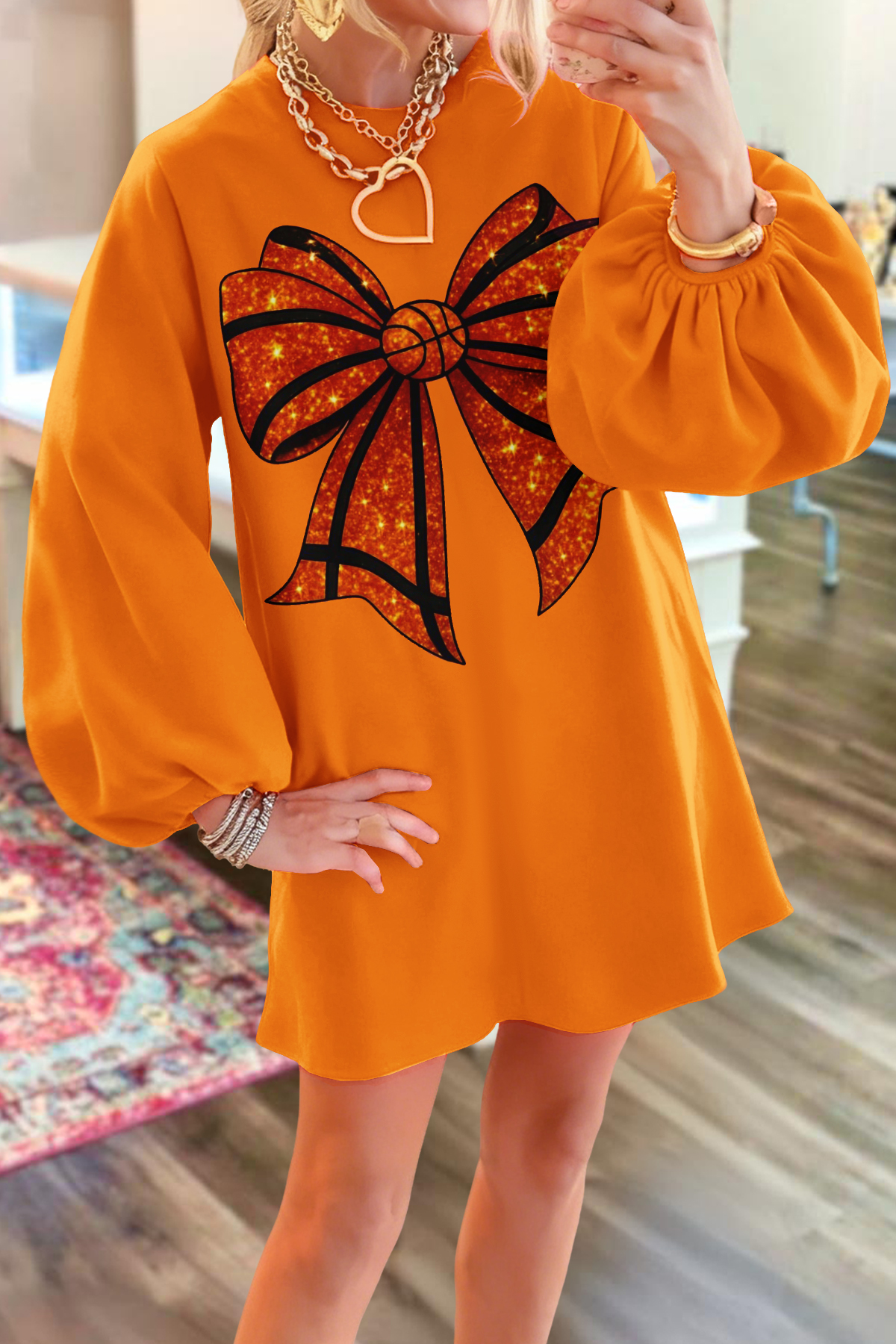 Basketball Game Day Bow Sweatshirt Dress