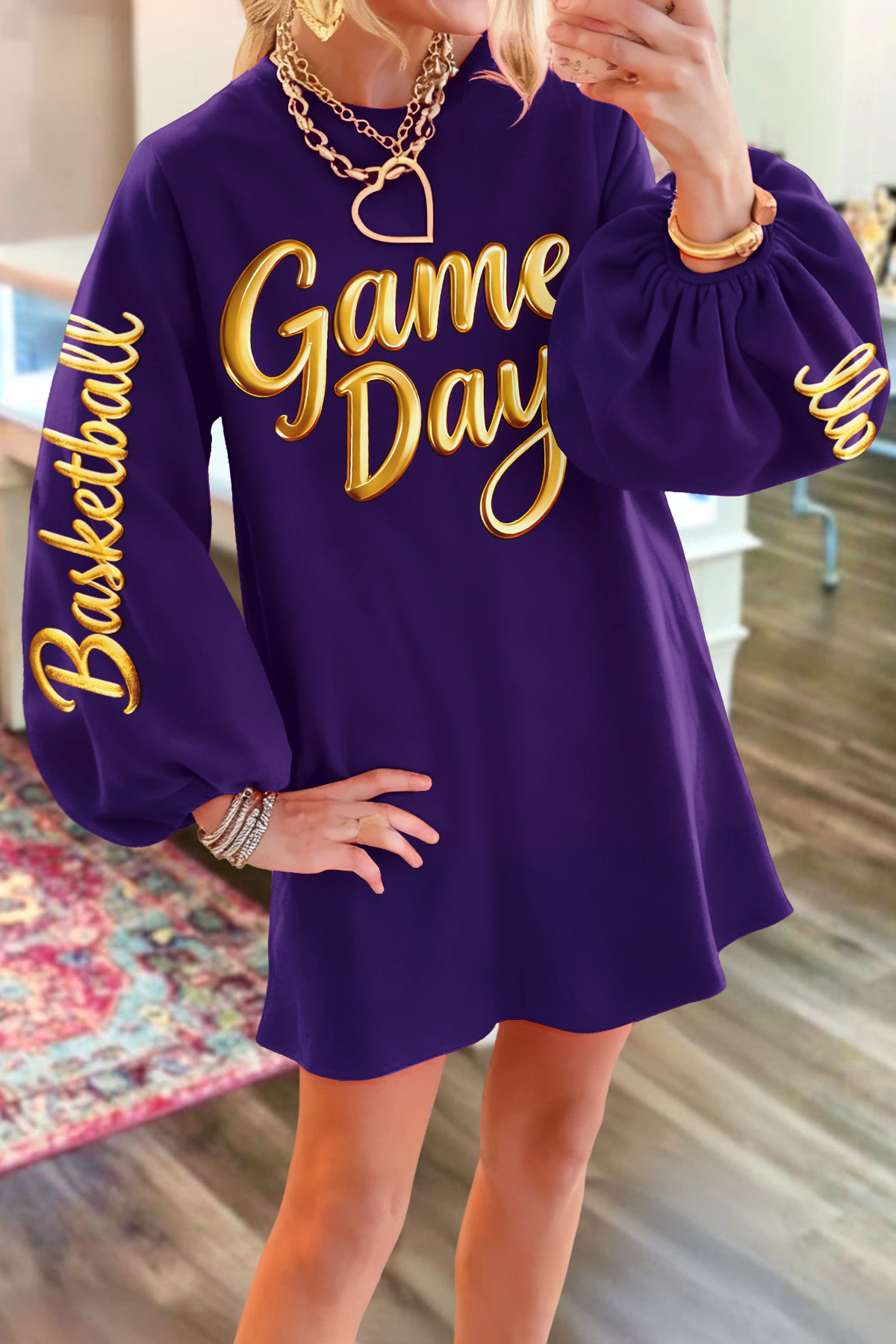Classic Basketball Game Day Sweatshirt Dress
