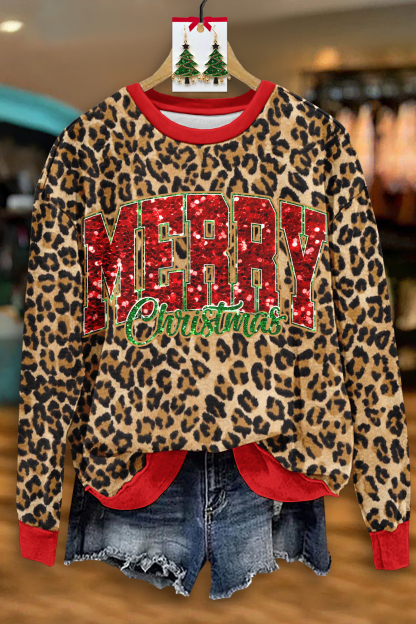 Merry Christmas Leopard Print Sweatshirt
