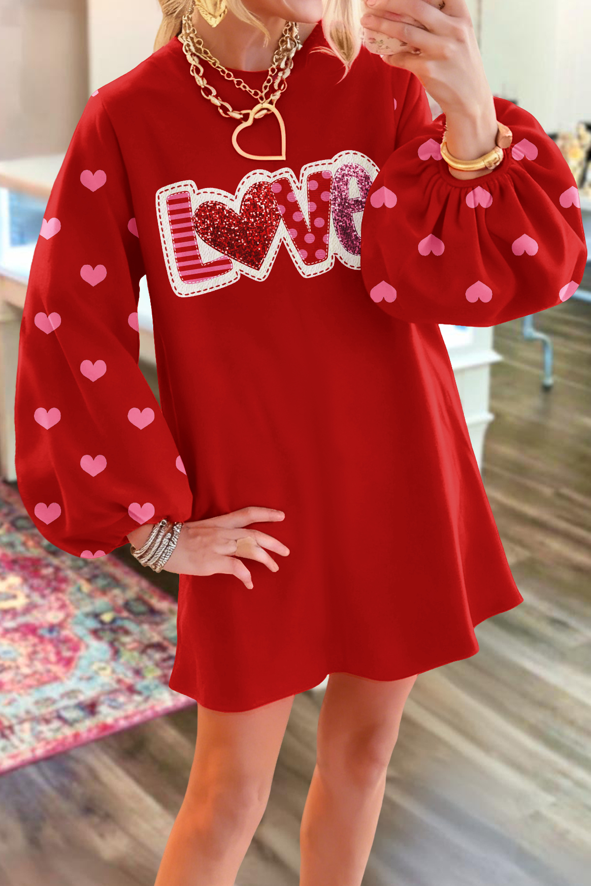 Valentine's Day Love Sweatshirt Dress