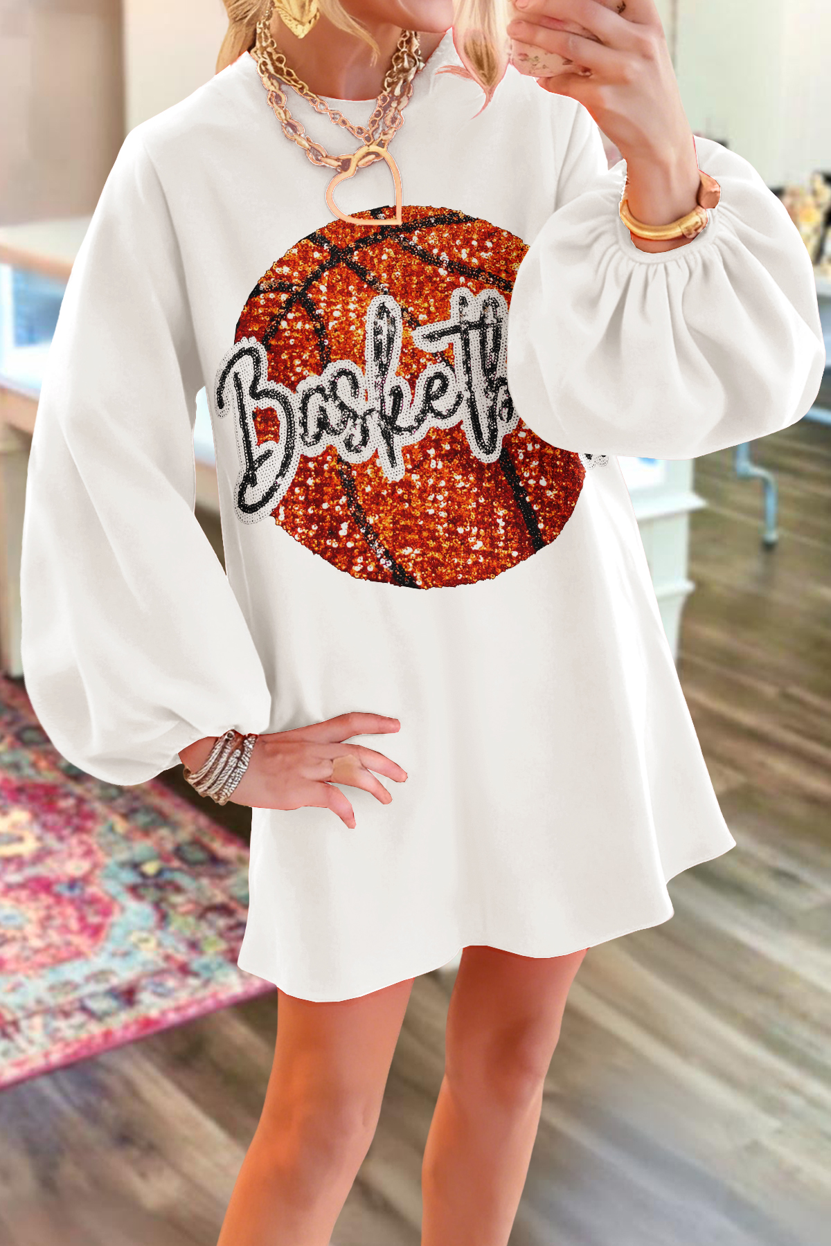 Classic Basketball Game Day Sweatshirt Dress