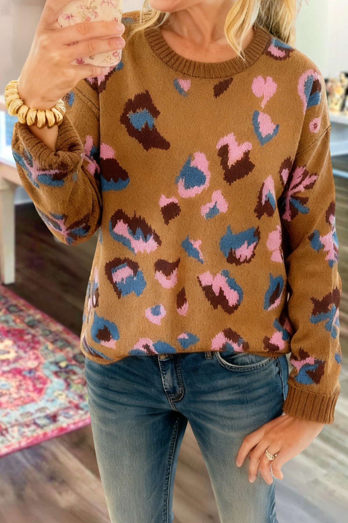 Vintage Leopard Print Sweater