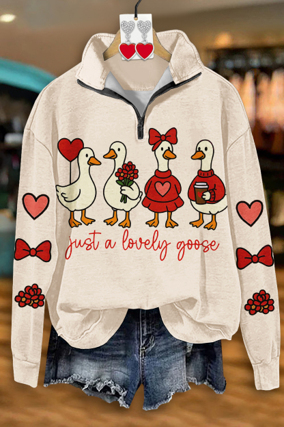 Valentine's Day Duck Zip-up Sweatshirt