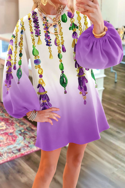 Mardi Gras Gradient Color Sweatshirt Dress