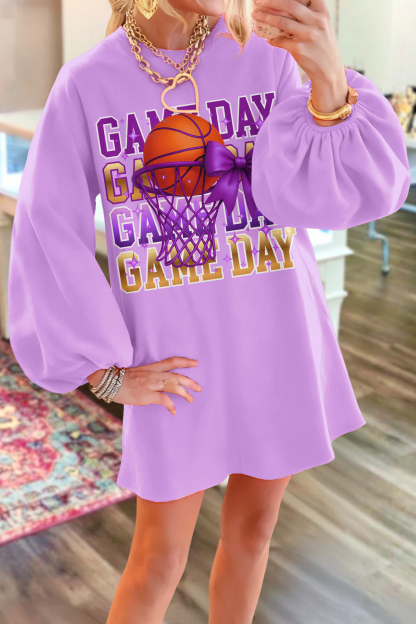 Basketball Game Day Bow Sweatshirt Dress