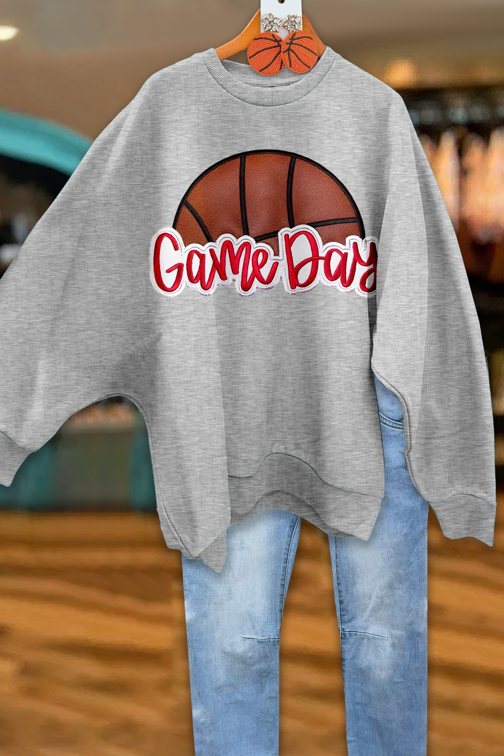 Basketball Game Day Loose Sweatshirt