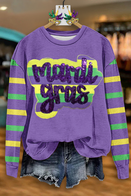 Mardi Gras Striped Sweatshirt