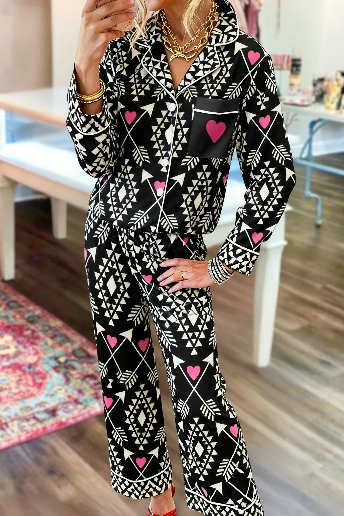 Valentine's Day Arrow Top And Pants Pajama Set