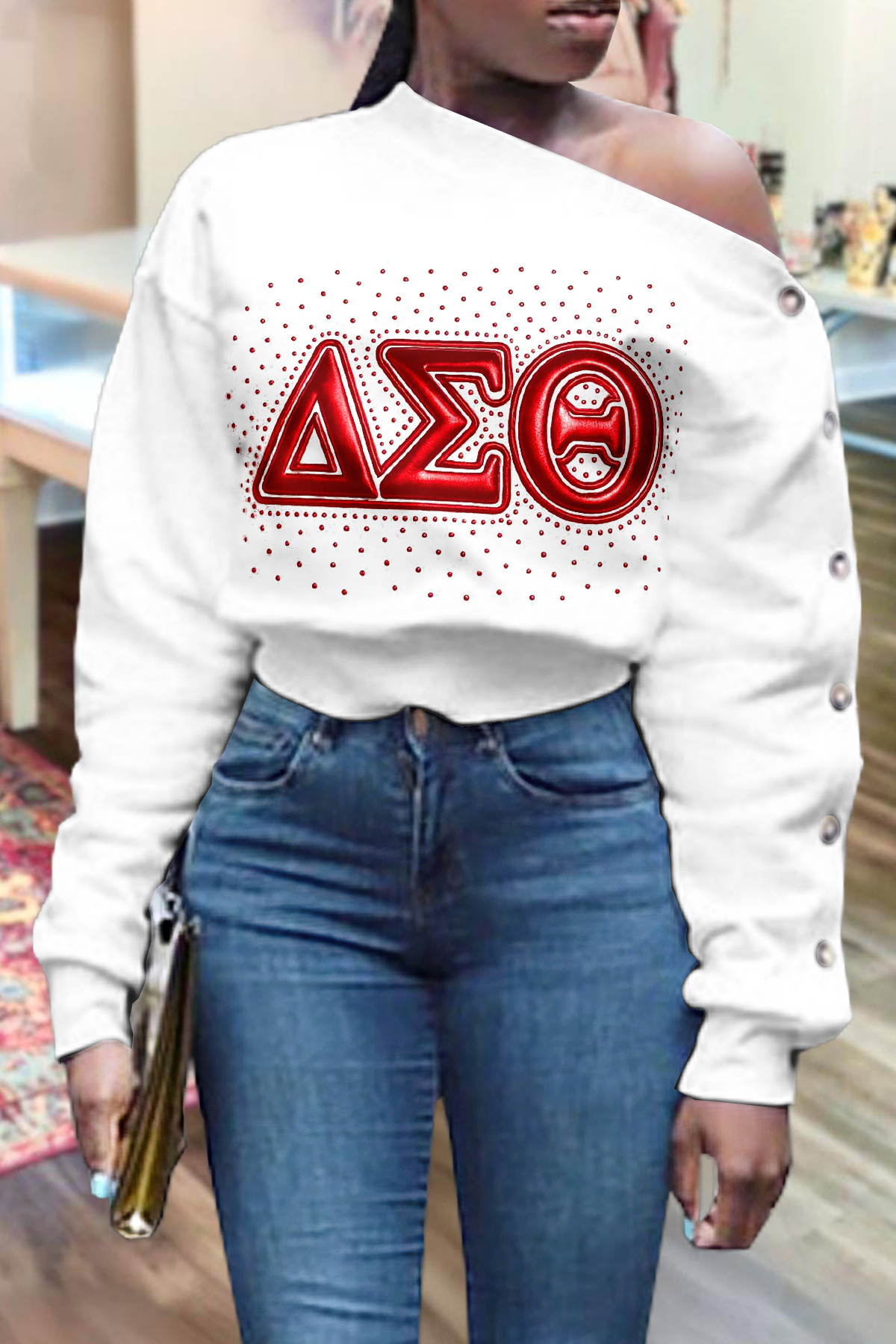 Delta Sigma Theta Sorority Off-Shoulder Sweatshirt