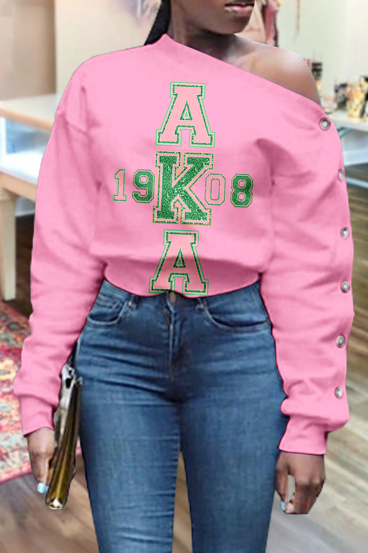 Alpha Kappa Alpha Sorority Off-Shoulder Sweatshirt