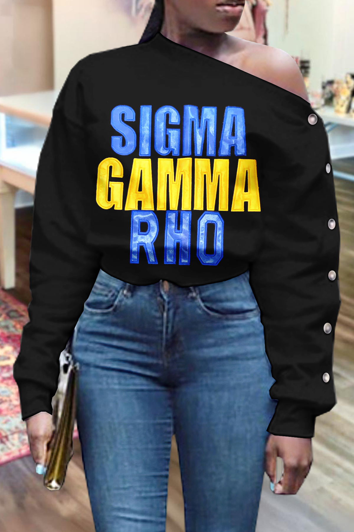 Sigma Gamma Rho Sorority Off-Shoulder Sweatshirt