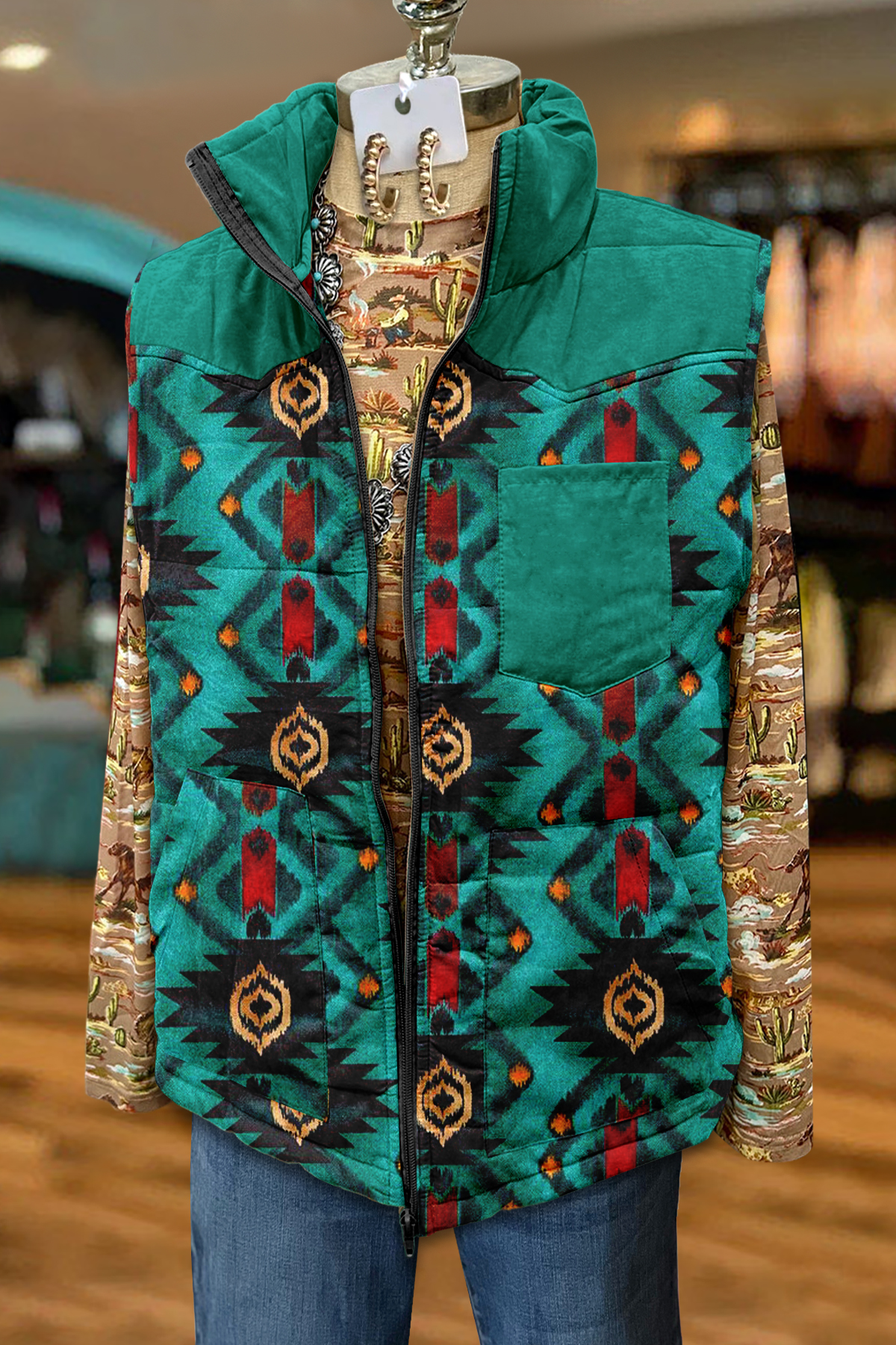 Western Aztec Pocket Vest