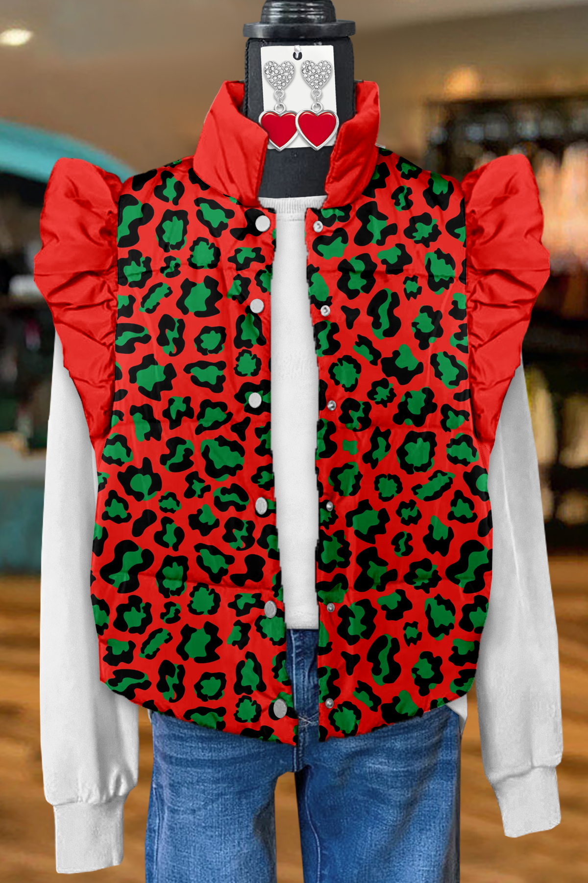 Leopard Print Flutter Sleeve Vest