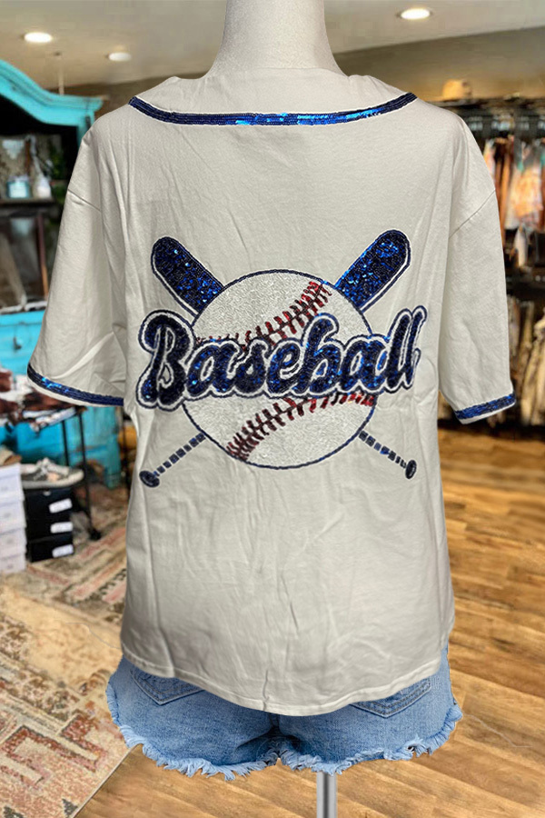Sequined Embroidered Baseball Top