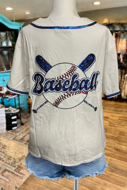 Sequined Embroidered Baseball Top