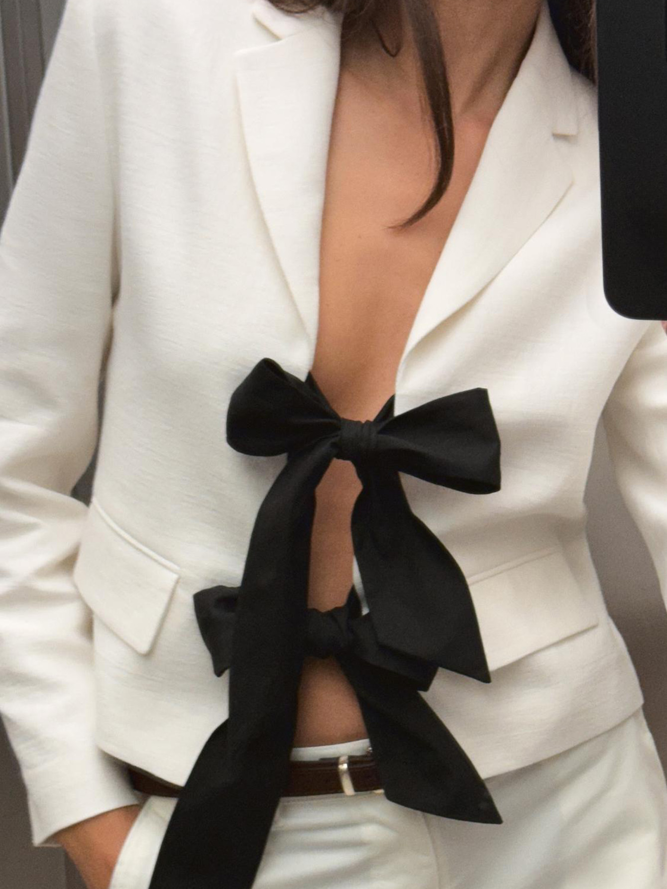 Contrast Bow Tie Blazer