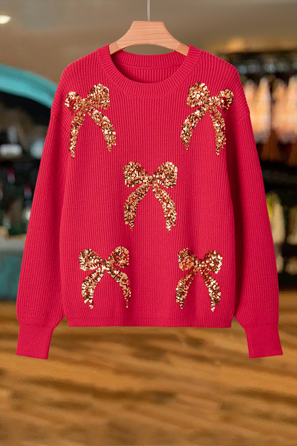 Holiday Sparkle Bow Sweater