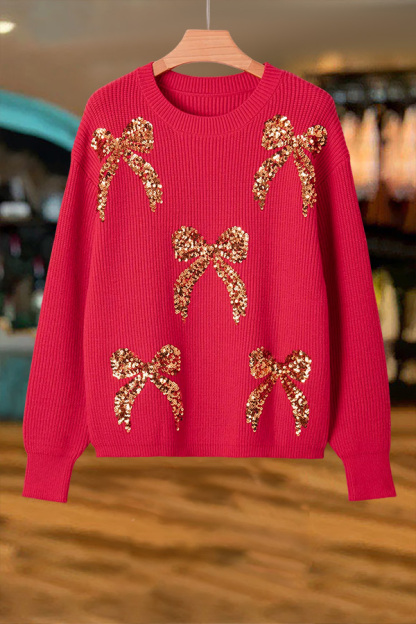 Holiday Sparkle Bow Sweater
