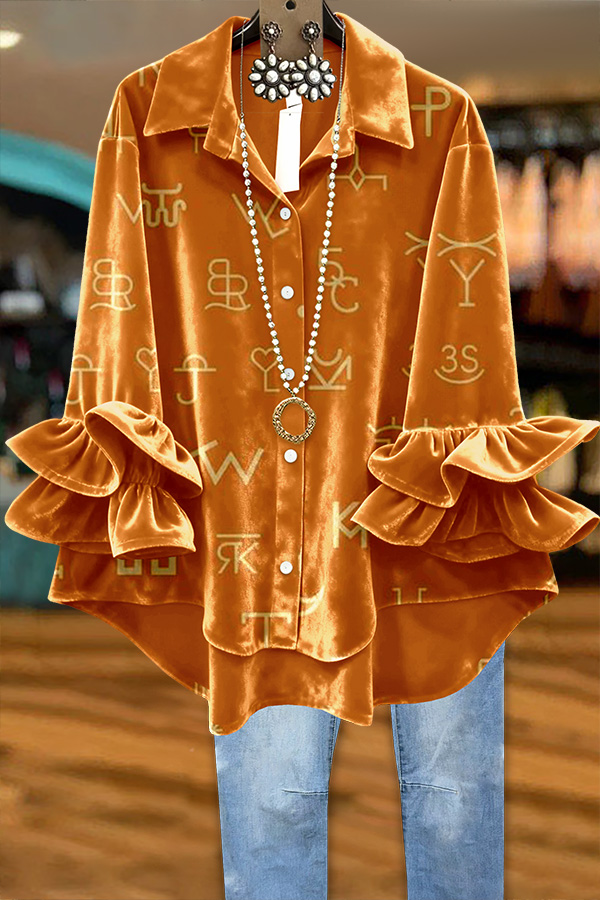 Velvet Brand Lettering Ruffle Top