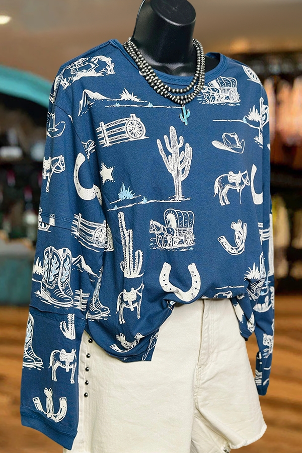 Southwest Cactus Cowboy Boots Sweatshirt