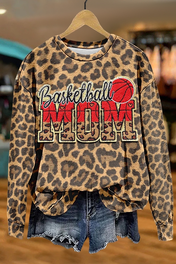 Basketball Mom Leopard Print Sweatshirt