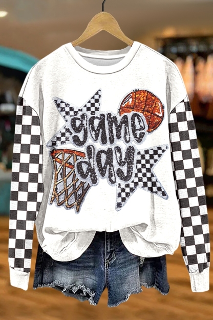Basketball Game Day Checkerboard Sweatshirt