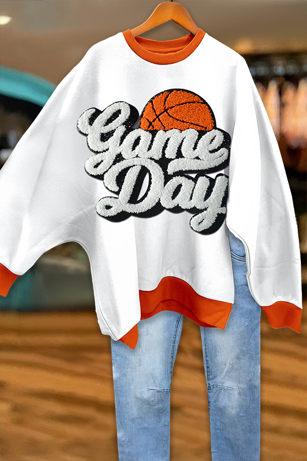 Basketball Game Day Batwing Sleeve Sweatshirt